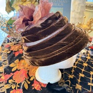 Vintage brown velvet hat